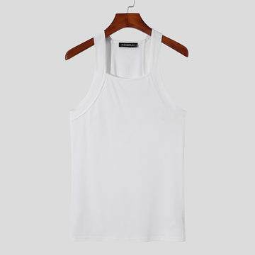 Wiaofellas 2023 Fashion Men Tank Tops Solid Color O-neck Streetwear Skinny Vacation Casual Vests Sleeveless Party Men Clothes 5XL INCERUN 7